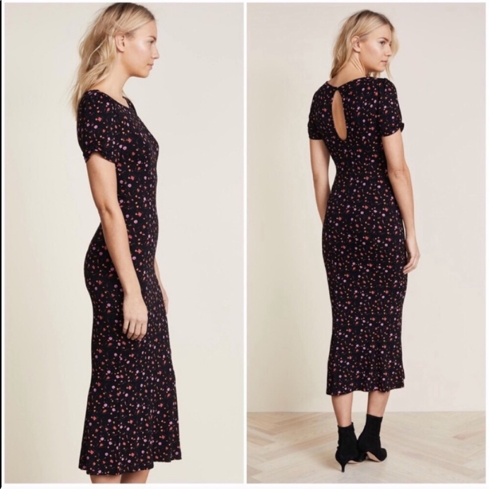 NWOT FREE PEOPLE floral puff sleeve midi dress - Picture 5 of 16